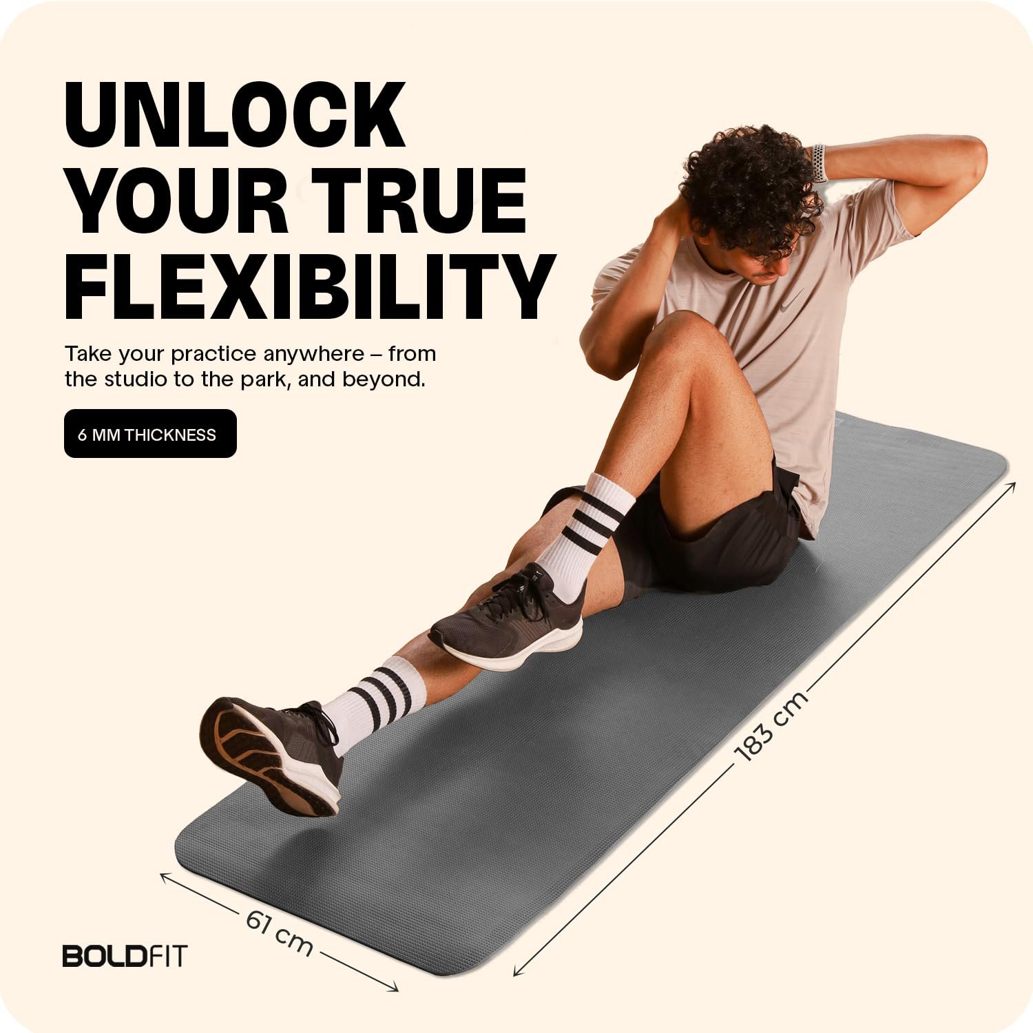 Boldfit 6mm anti-slip yoga mat