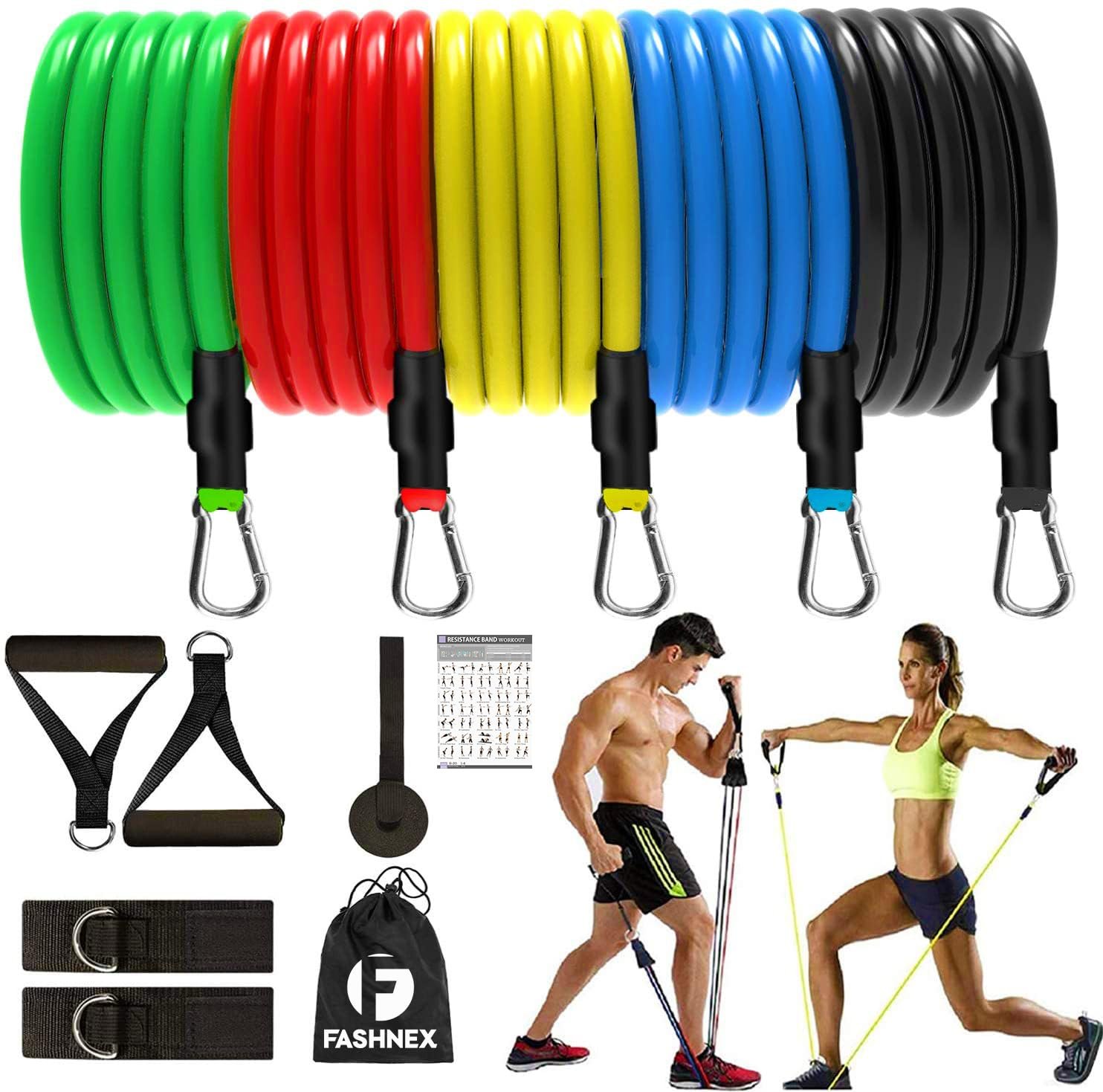 Fashnex 100LB resistance bands set with handles and accessories