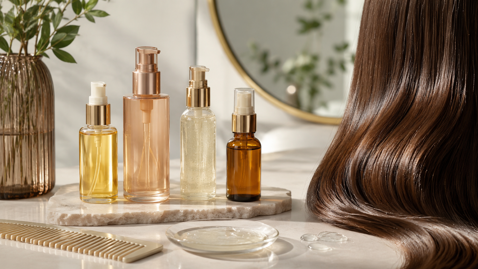 Unbranded unbranded hair serum pumps with a comb and smooth healthy hair detail for hair serum