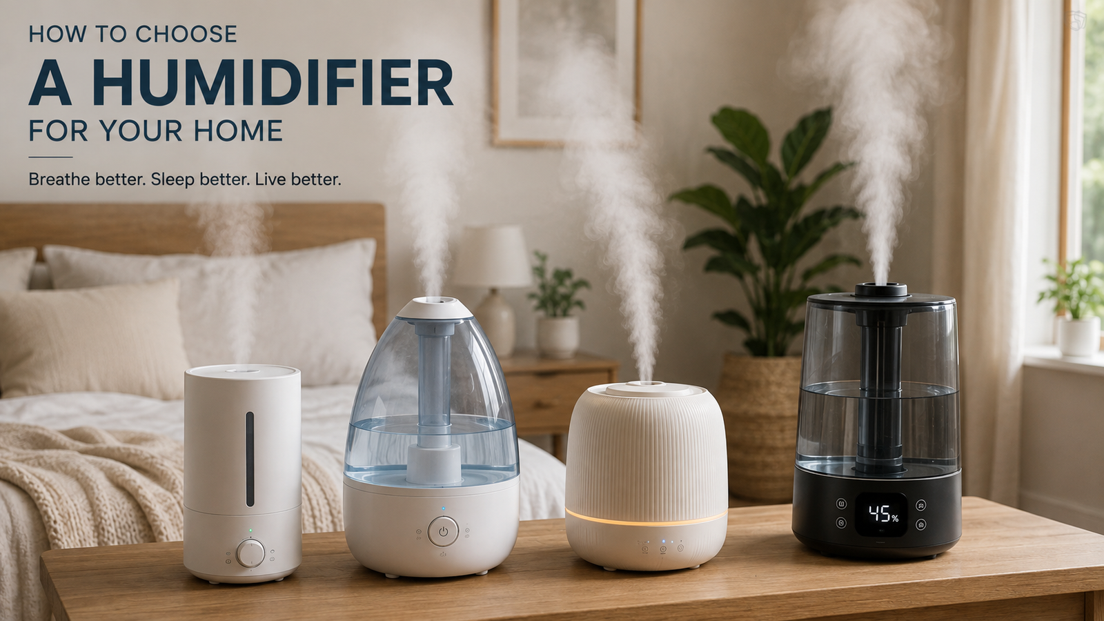 Unbranded unbranded compact humidifiers in a calm bedroom and living-space setting for how to choose humidifier