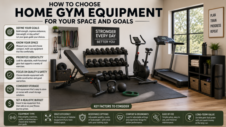 Unbranded a balanced home-gym setup with unbranded strength and cardio equipment for home gym equipment
