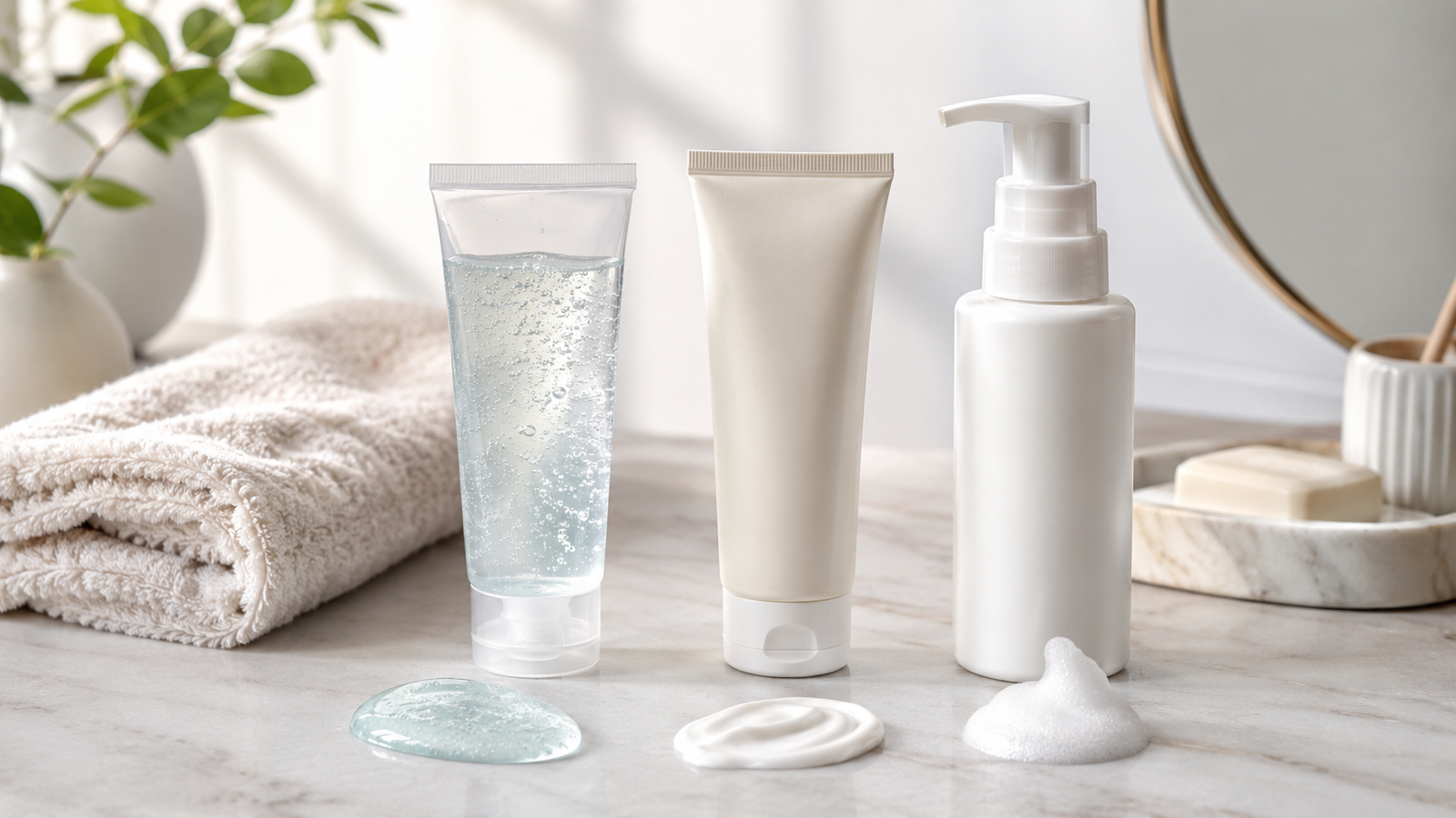 Unbranded unbranded gel, cream and foaming facial cleansers with soft towels for how to choose a cleanser