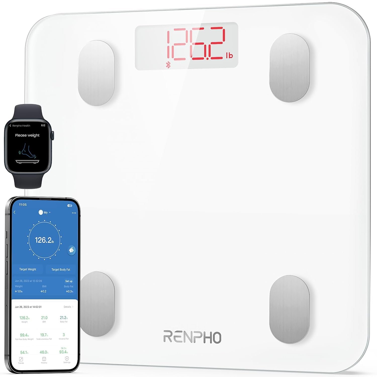 RENPHO white smart body composition scale
