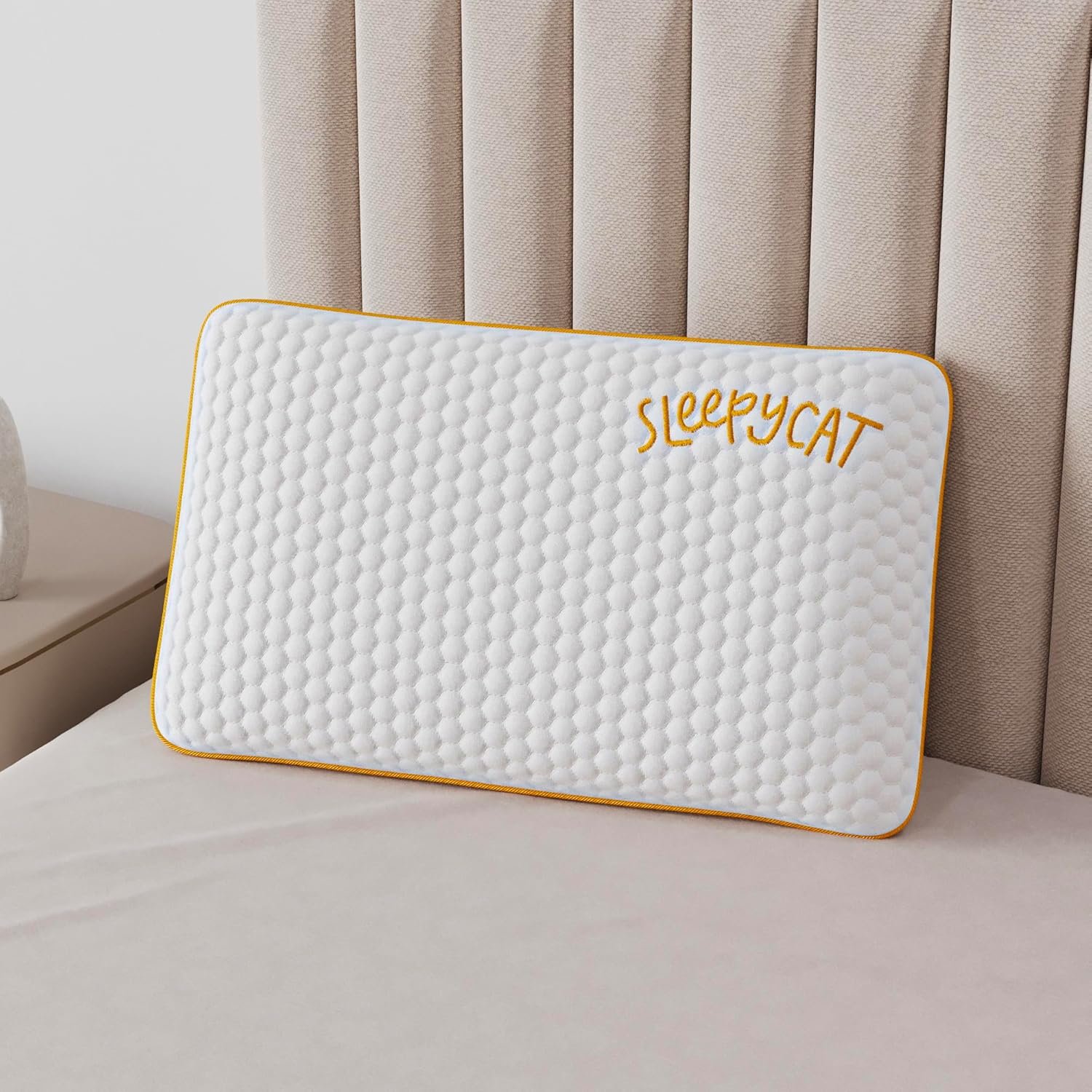 SleepyCat white memory foam orthopedic pillow