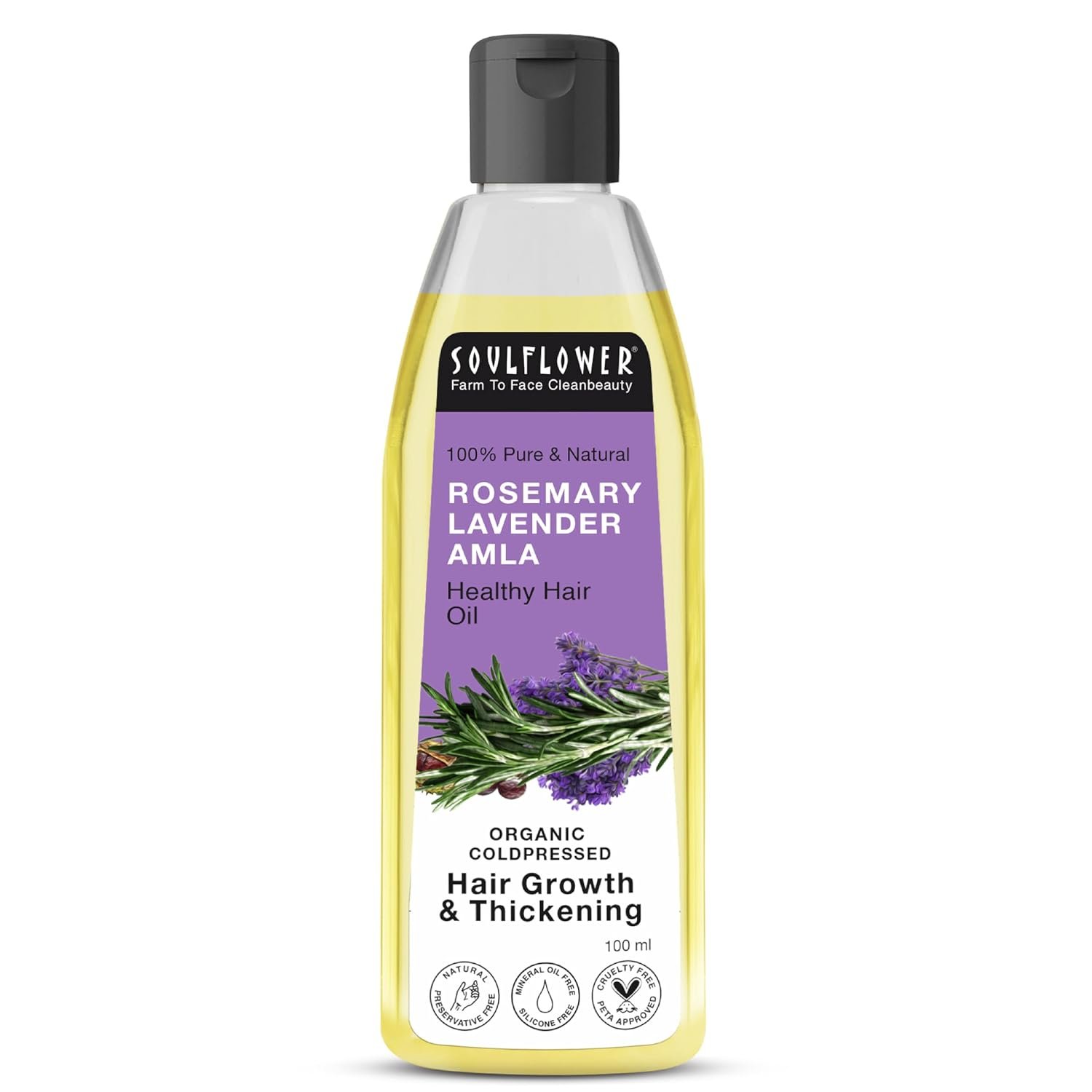 Soulflower Rosemary Lavender Amla Hair Oil 100ml bottle