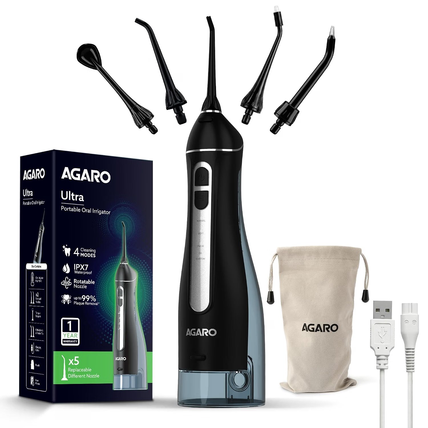 AGARO Ultra Dental Cordless Water Flosser, 300 ml product packaging