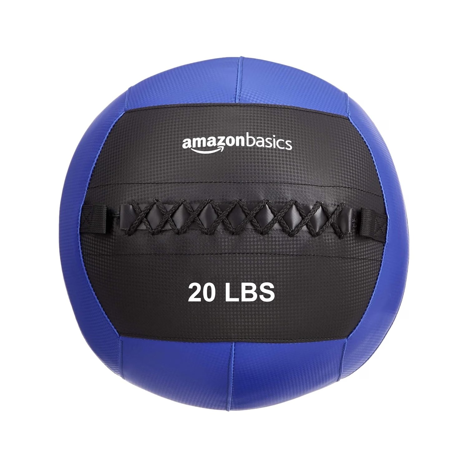 Amazon Basics 20 lb (9.1 kg) blue-and-black stitched wall ball