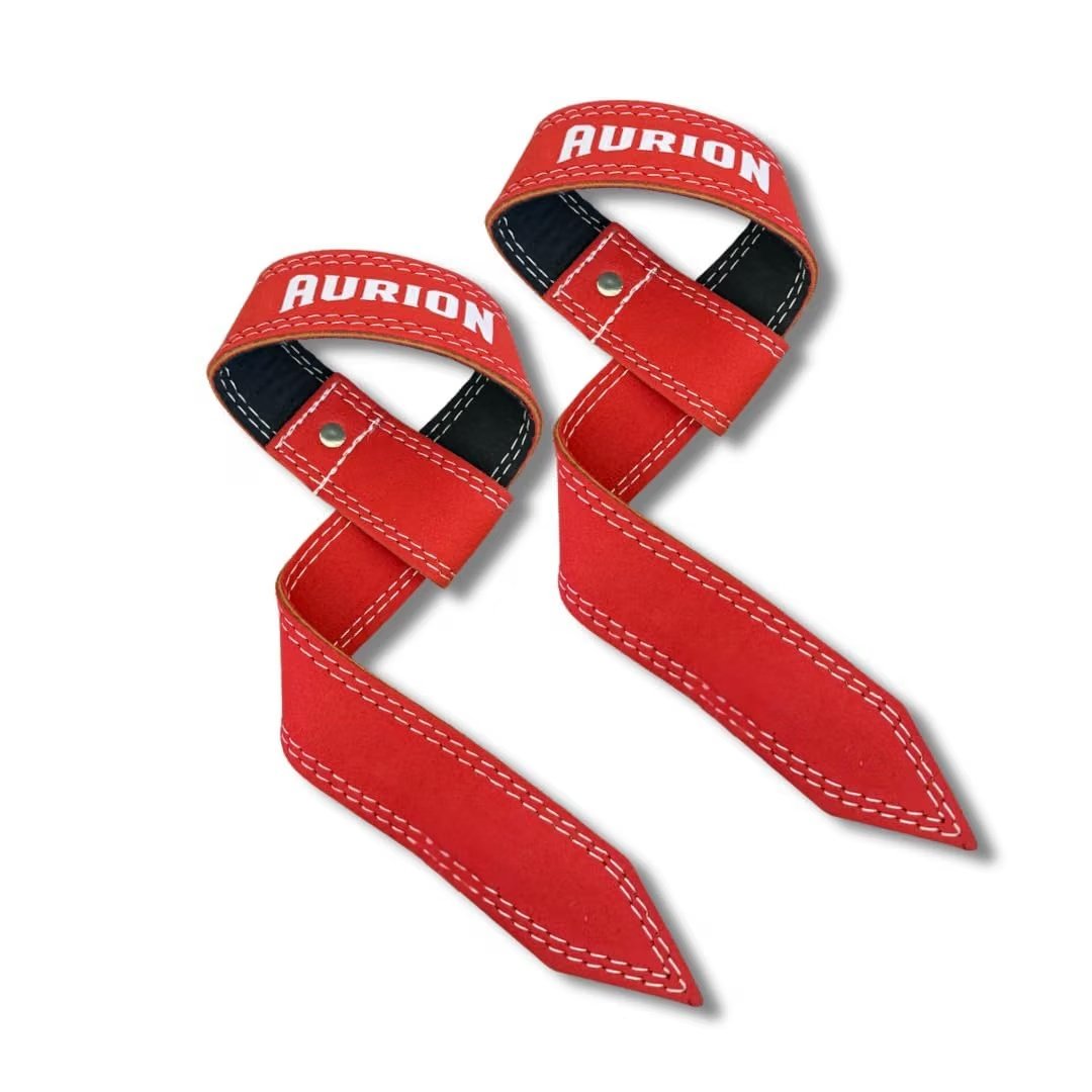 Aurion Genuine Leather Lifting Straps, 19 inch, Maroon product packaging