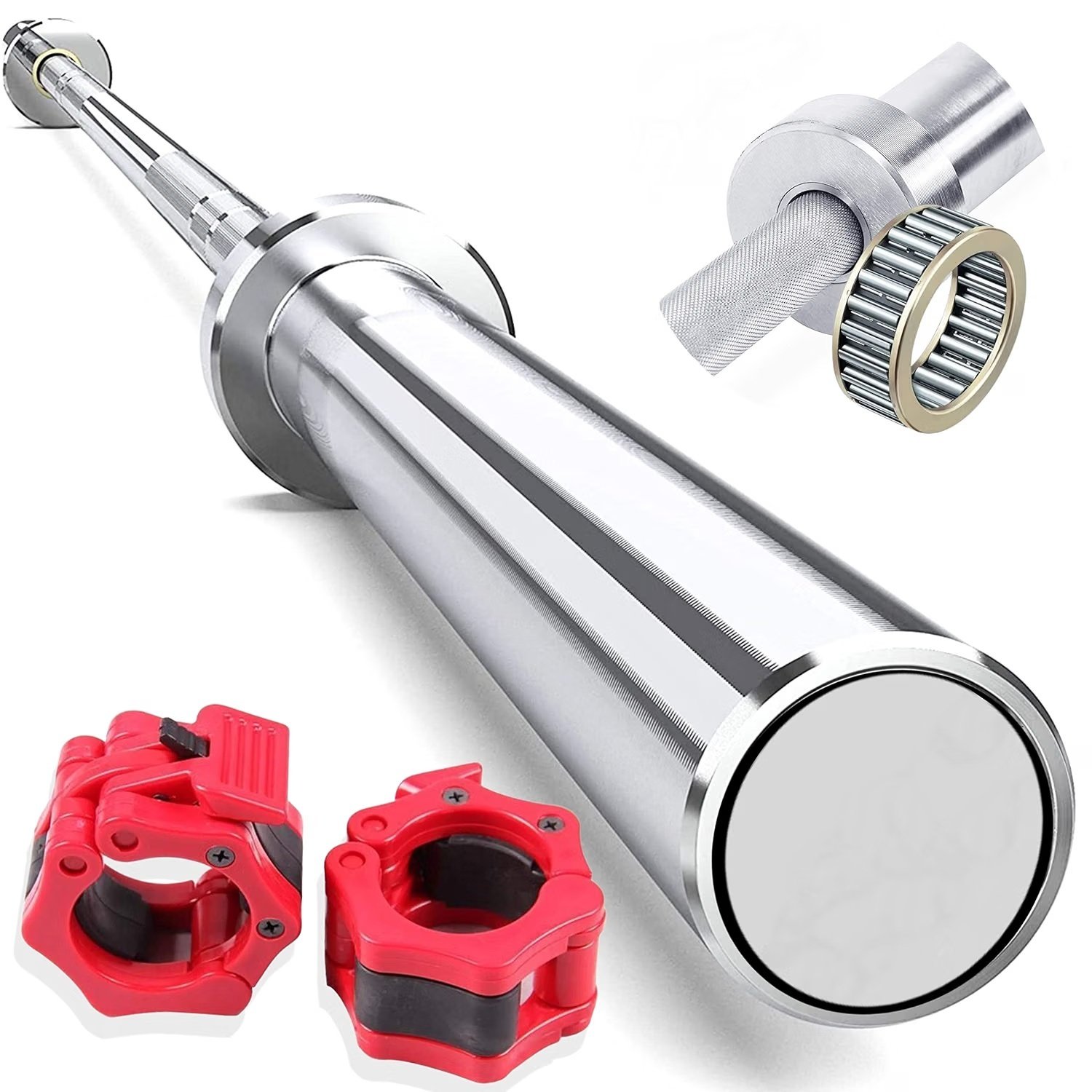BULLAR Olympic Barbell 7 Feet 20kg with Barbell Clamps