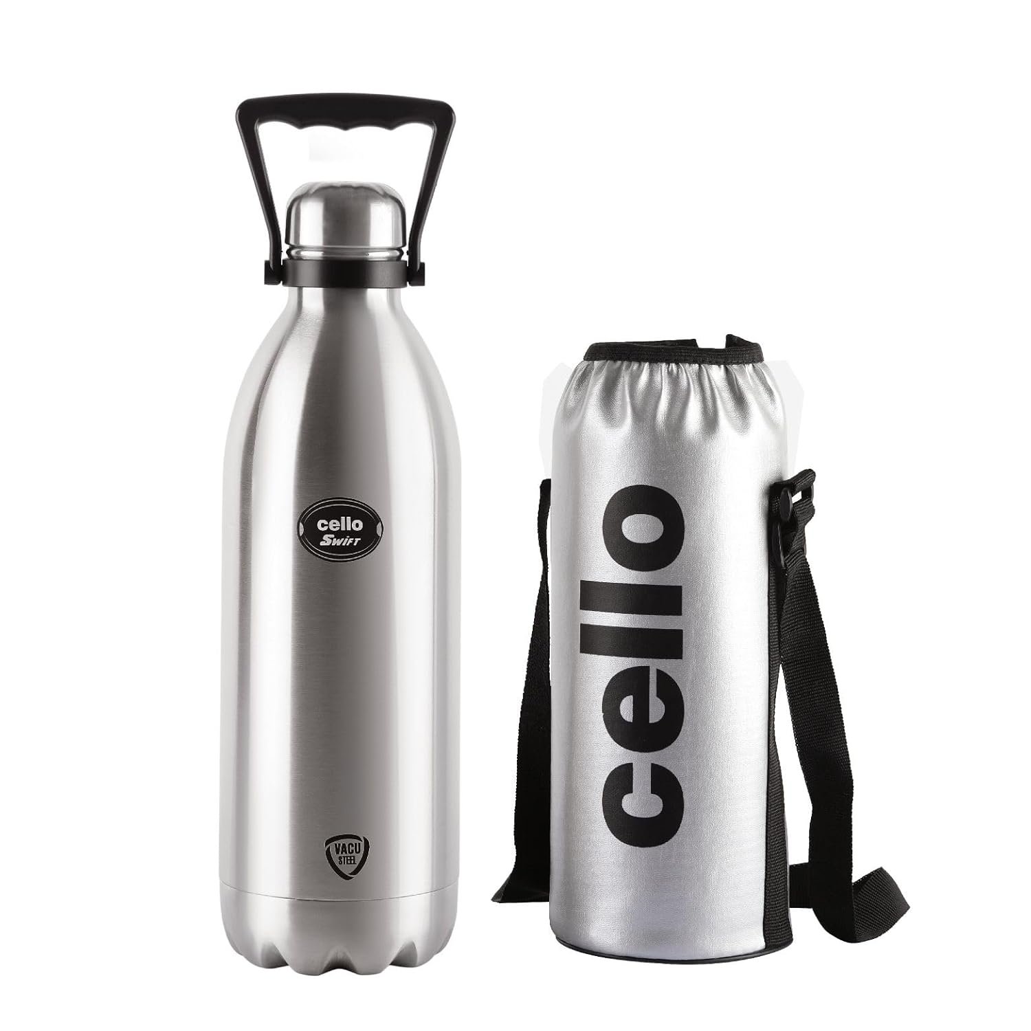 Cello Swift Stainless Steel Hot & Cold Water Bottle 1800ml Silver product image
