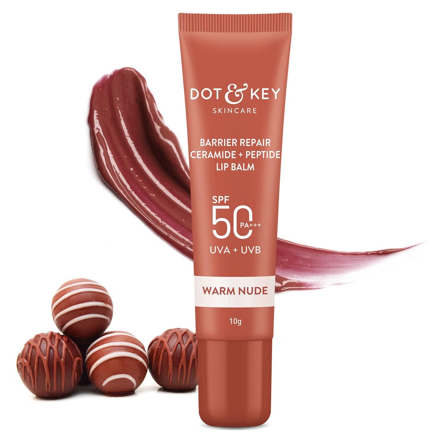 Dot & Key Ceramide + Peptide Lip Balm SPF 50 Warm Nude product packaging