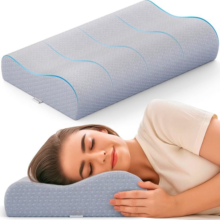 FOVERA Cervical Pillow King 24 x 15 x 4.5 Inch Grey Jacquard
