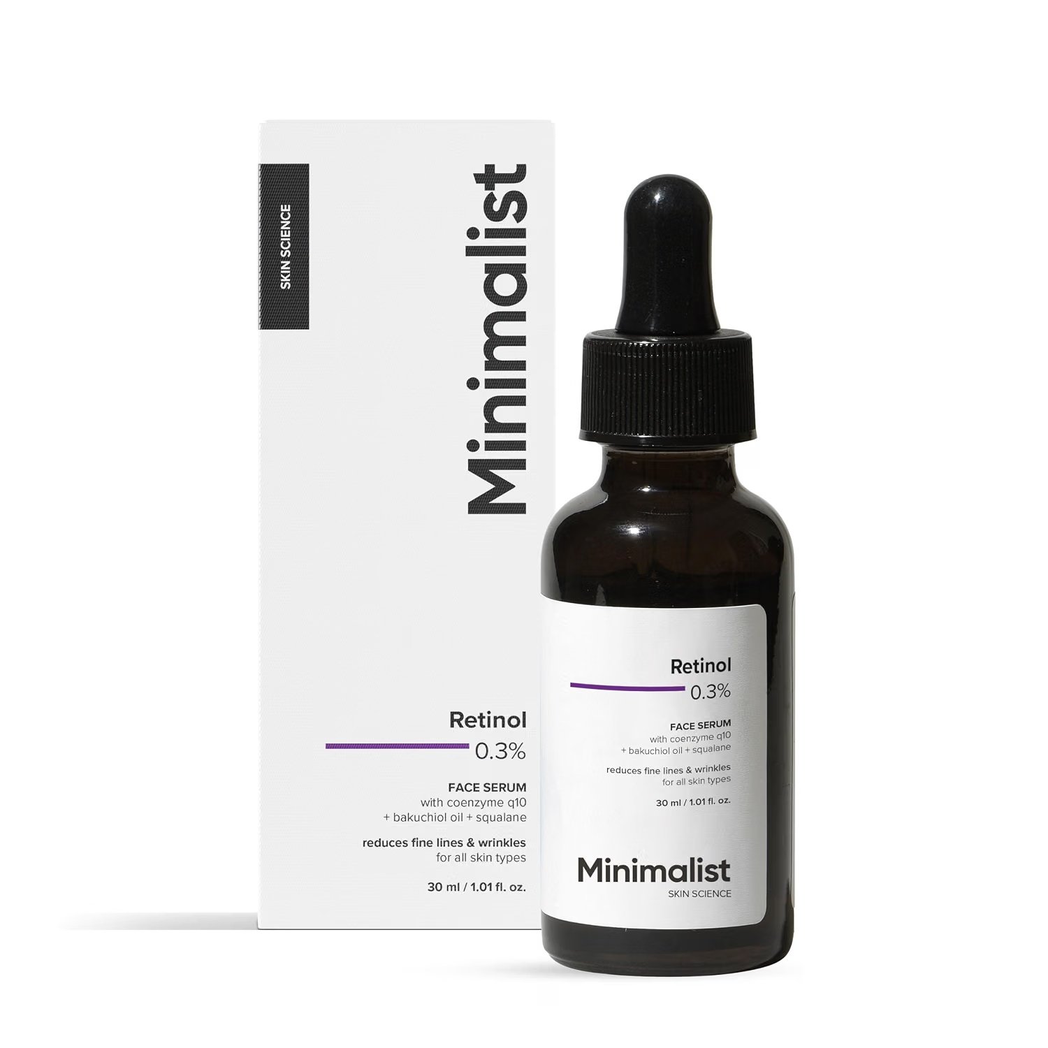 Minimalist 0.3% Retinol Face Serum product packaging