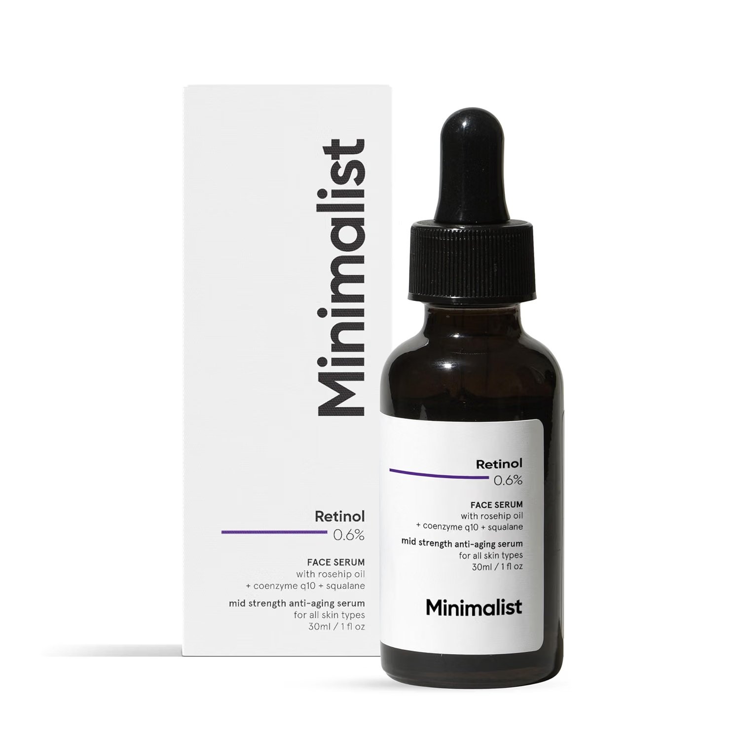 Minimalist 0.6% Retinol Face Serum product packaging