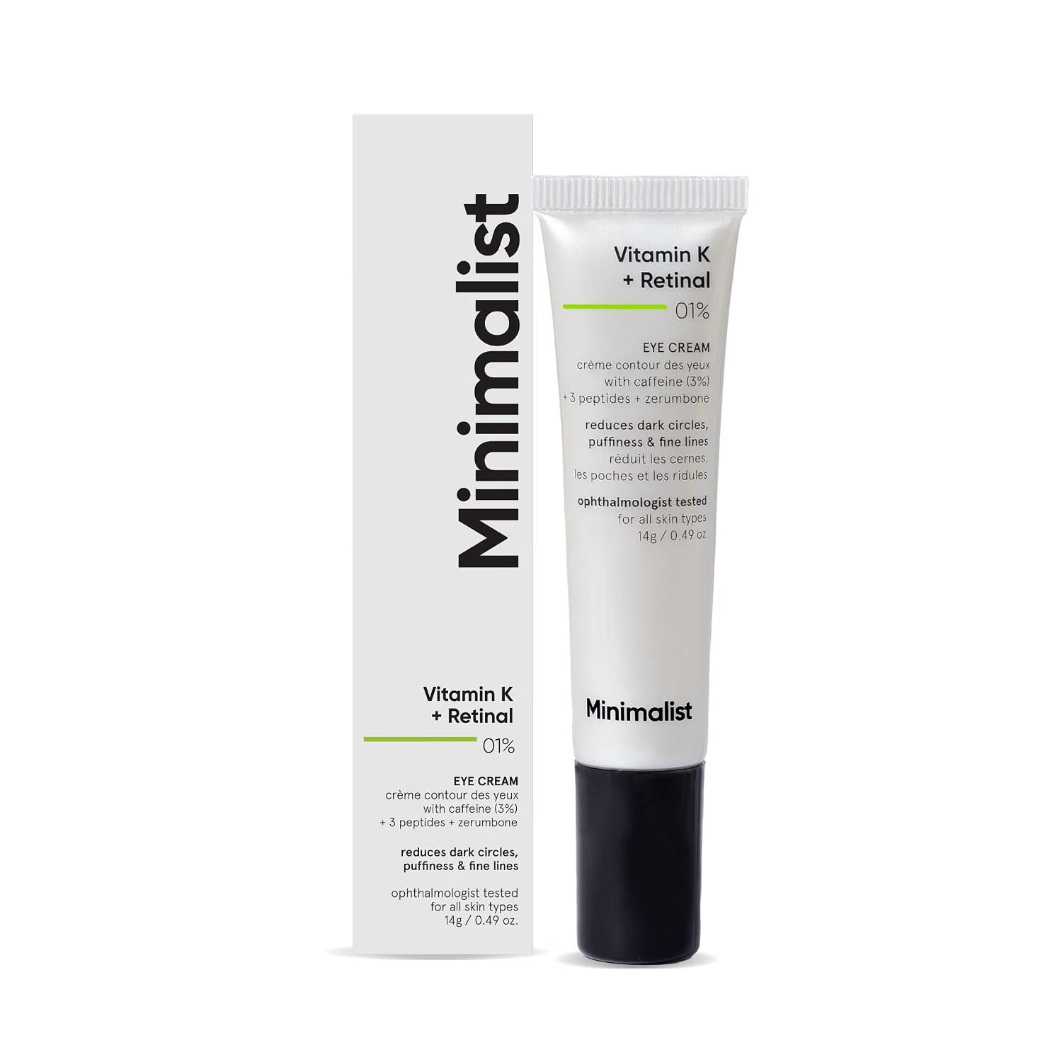 Minimalist Vitamin K + Retinal Eye Cream product packaging