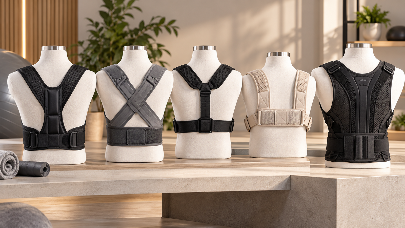 Five unbranded product formats arranged for a posture correctors in india buying-guide comparison
