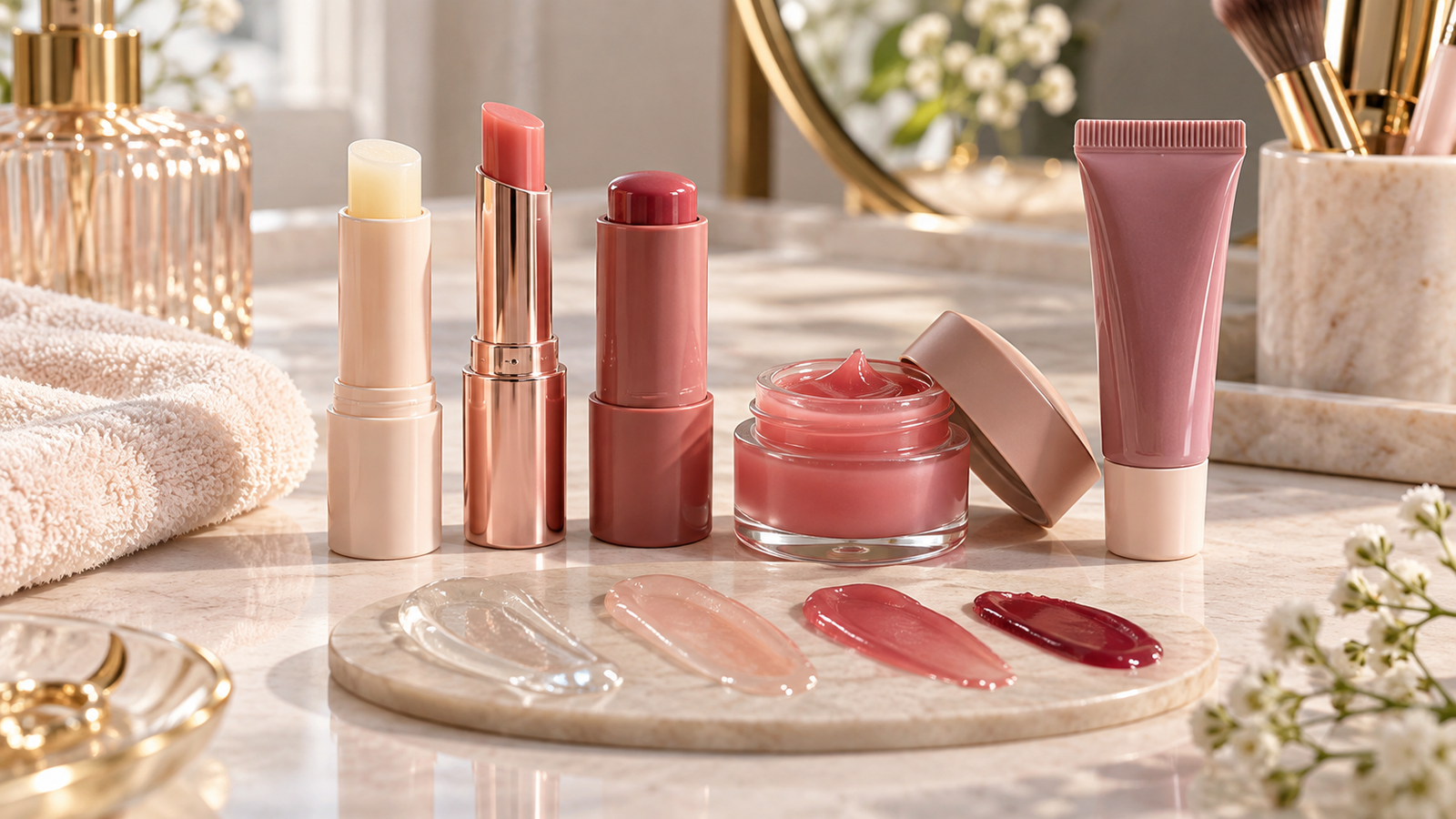 Five unbranded product formats arranged for a spf lip balms and overnight lip treatments in india buying-guide comparison