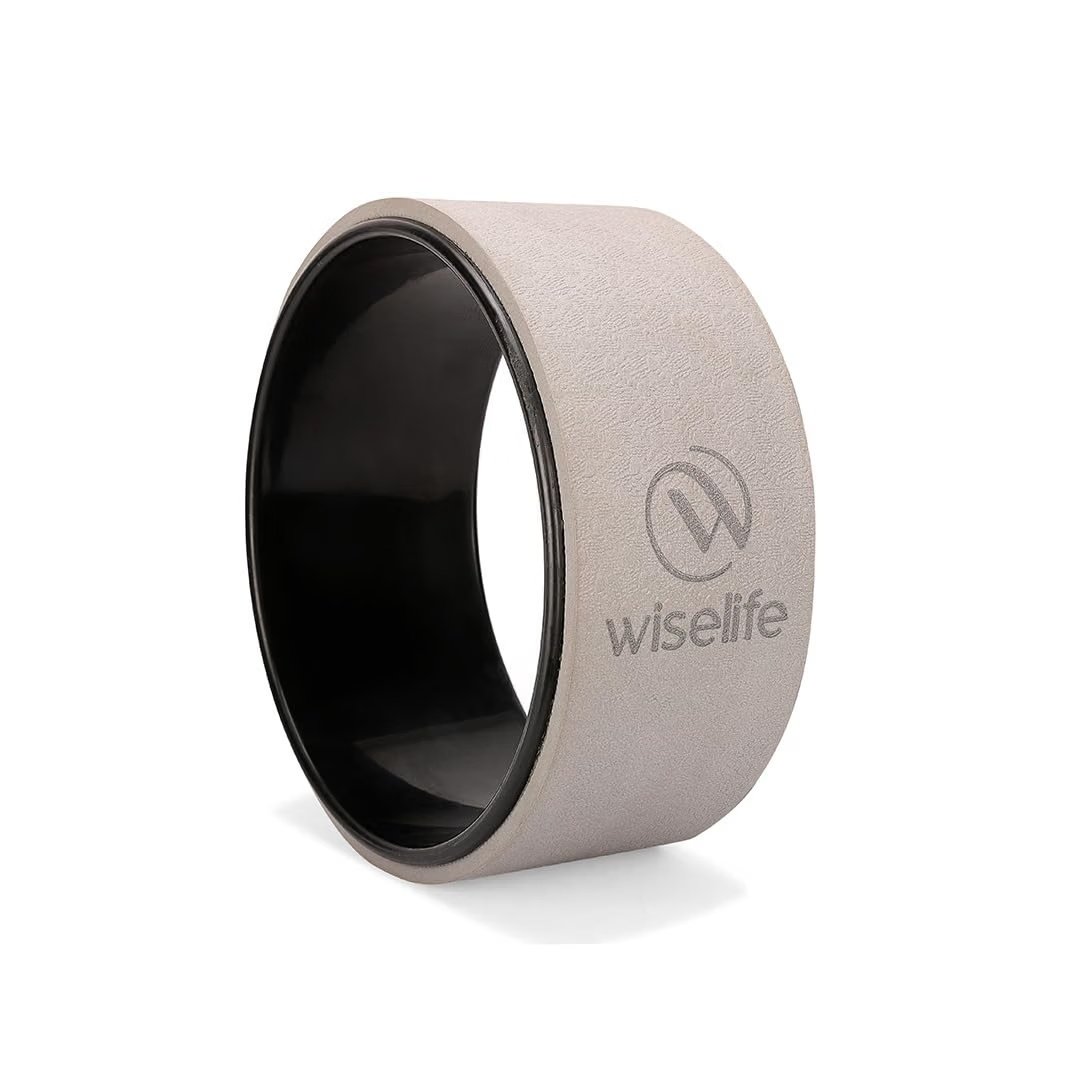 WISELIFE Yoga Wheel, Grey/Black, 12.75 × 5.75 inch product packaging