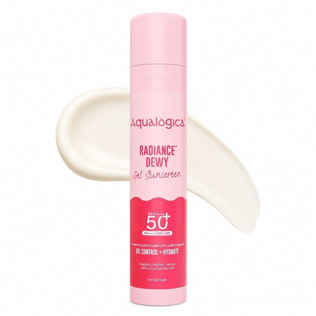 Official product photograph of Aqualogica Radiance Plus Dewy Gel Sunscreen SPF 50+ PA++++ 50g