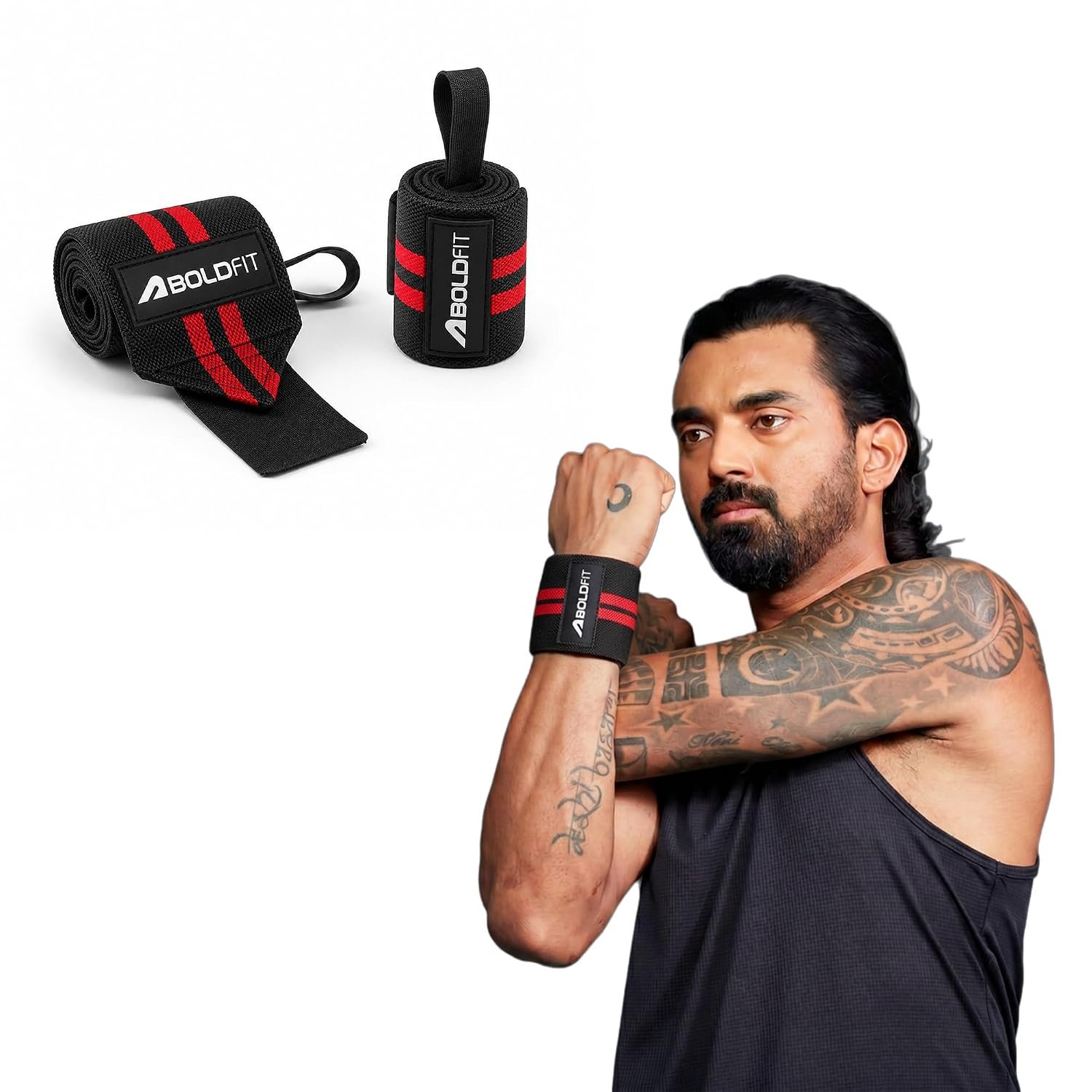 Boldfit Weight Lifting Wrist Wraps product packaging or equipment in the correct model and variant