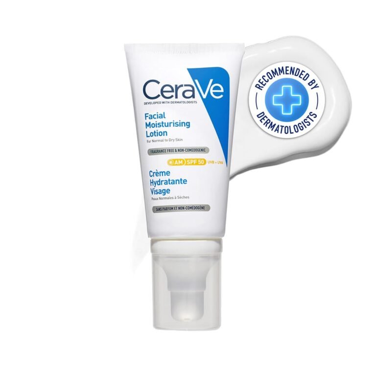 Official product photograph of CeraVe AM Facial Moisturizing Lotion SPF 50 52ml