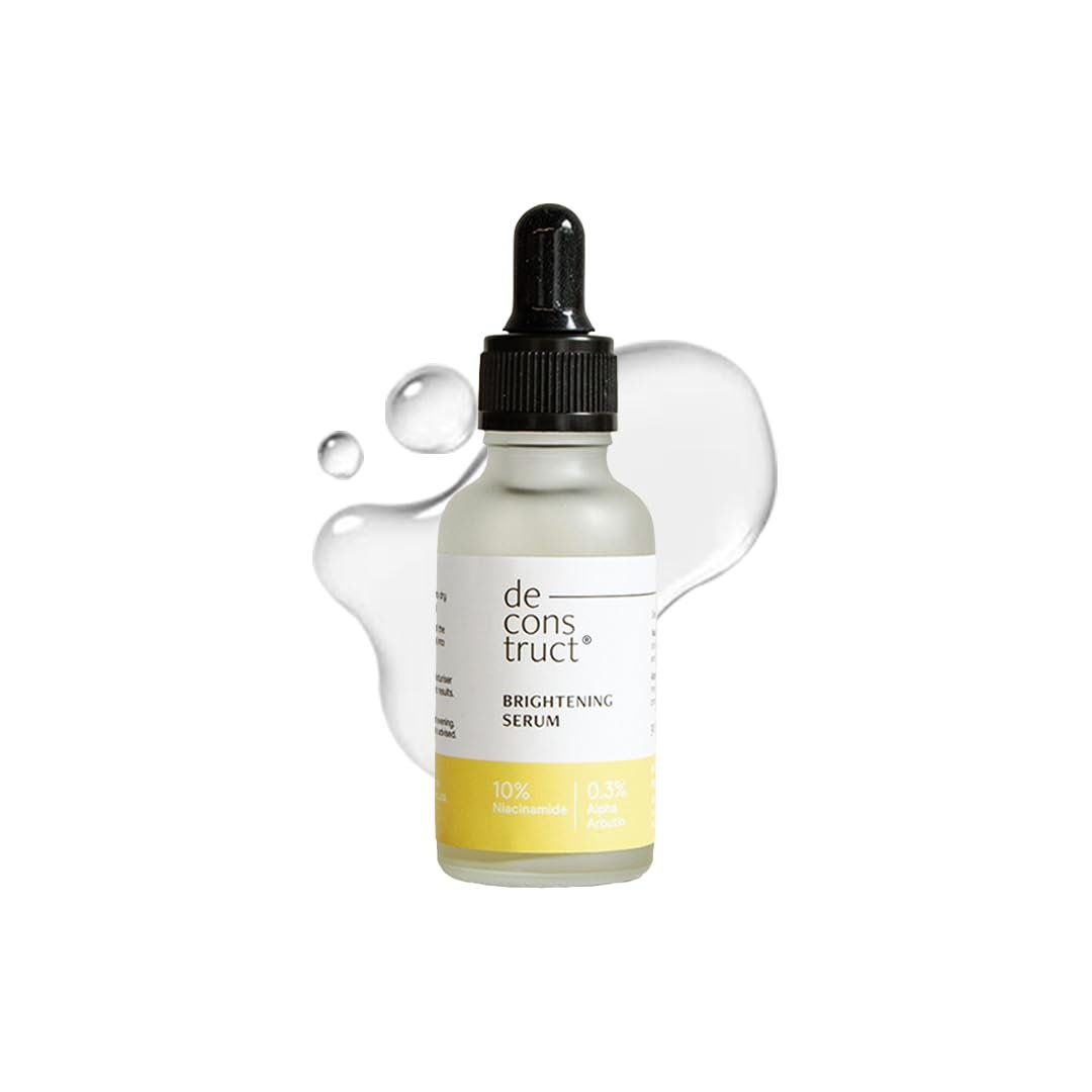Deconstruct Brightening Serum with 10% Niacinamide and 0.3% Alpha Arbutin 30ml - product photograph showing the exact Amazon India variant