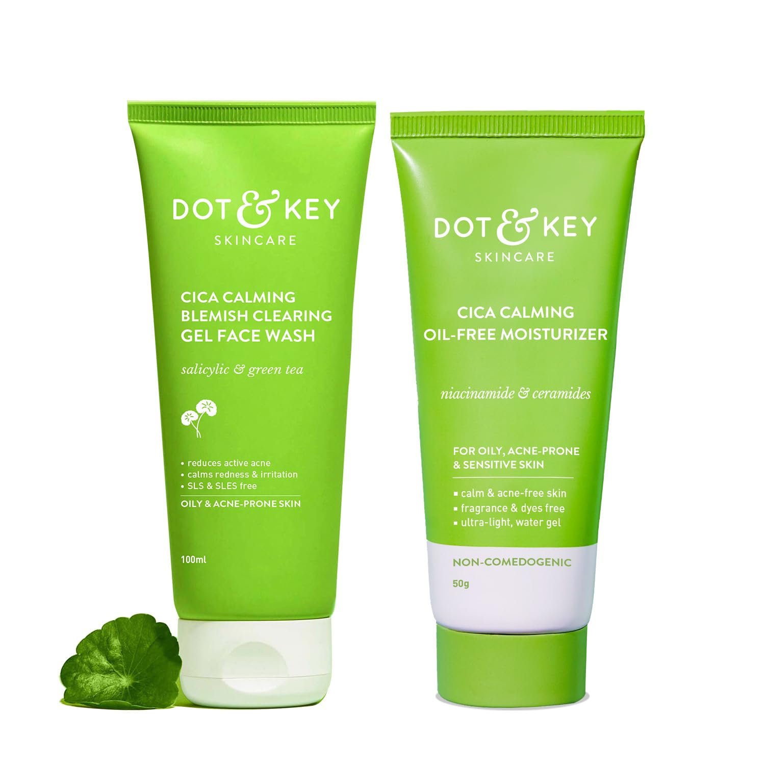 Dot & Key Cica Calming Face Wash 100ml and Niacinamide Oil-Free Moisturizer 50g Combo — product photo showing the listed model or variant