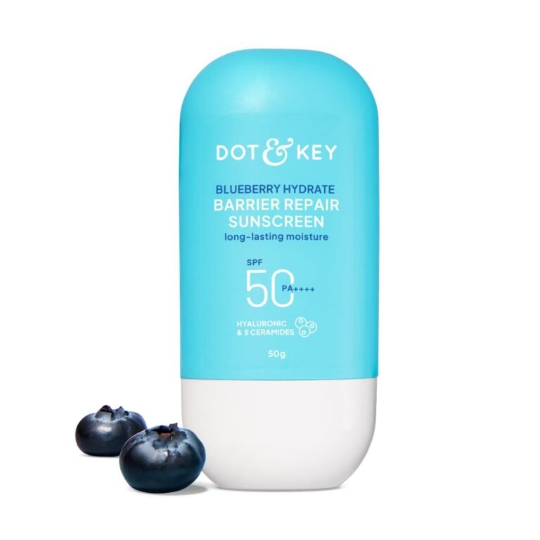 Official product photograph of Dot & Key Blueberry Hydrate Barrier Repair Sunscreen 50g