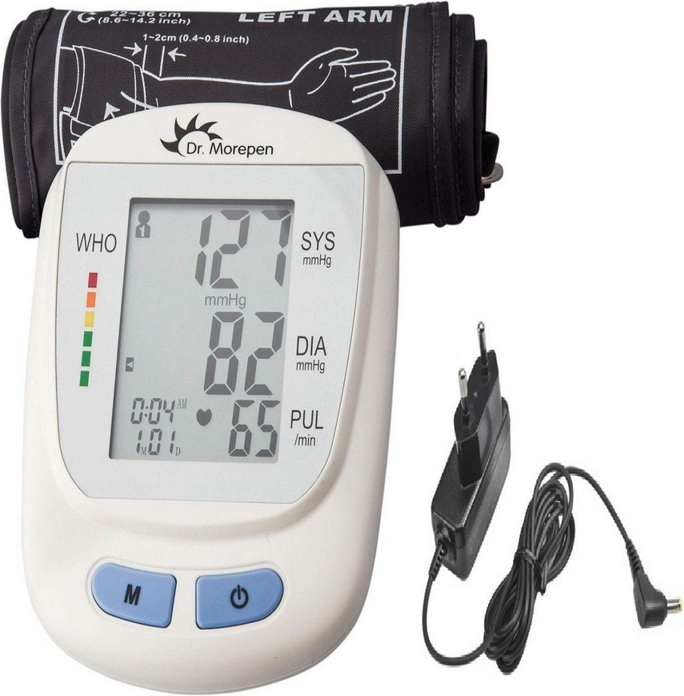 Dr. Morepen BP-09 Fully Automatic Upper Arm BP Monitor - product photograph showing the exact Amazon India variant