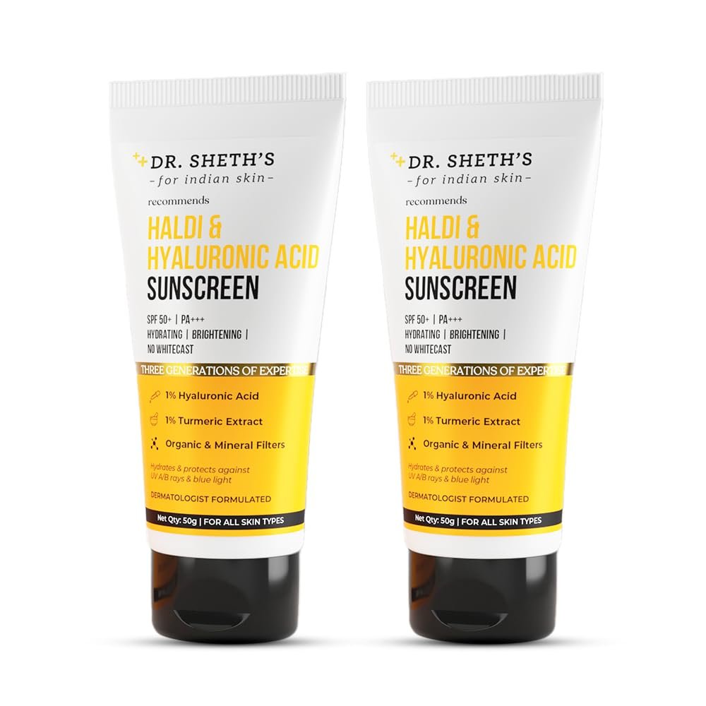 Dr. Sheth's Haldi and Hyaluronic Acid Sunscreen SPF 50+ PA+++ — product photo showing the listed model or variant
