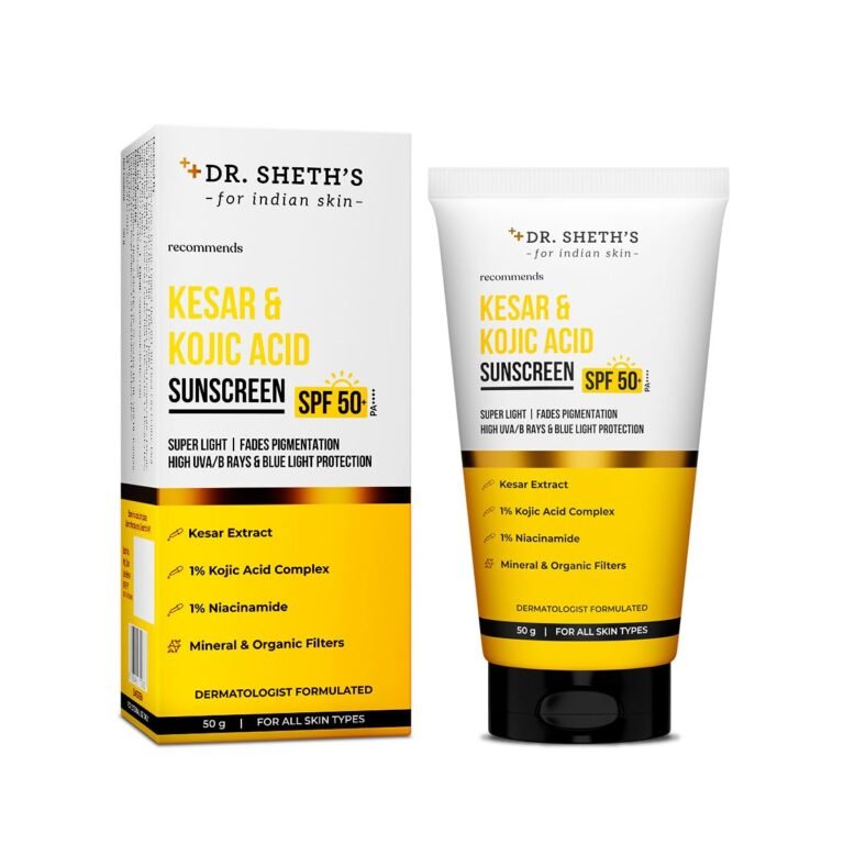 Dr. Sheth's Kesar and Kojic Acid Sunscreen SPF 50+ PA++++ — product photo showing the listed model or variant