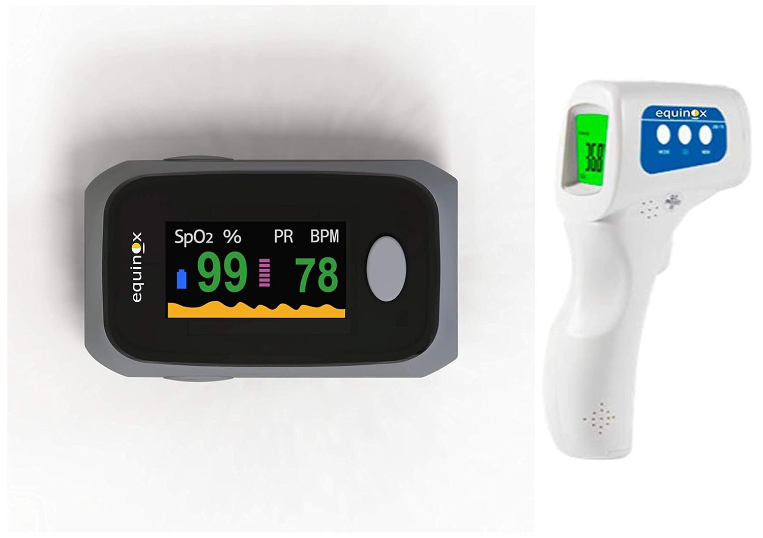 Equinox EQ-JXB-178 Infrared Thermometer and EQ-OP-109 Oximeter Combo - product photograph showing the exact Amazon India variant