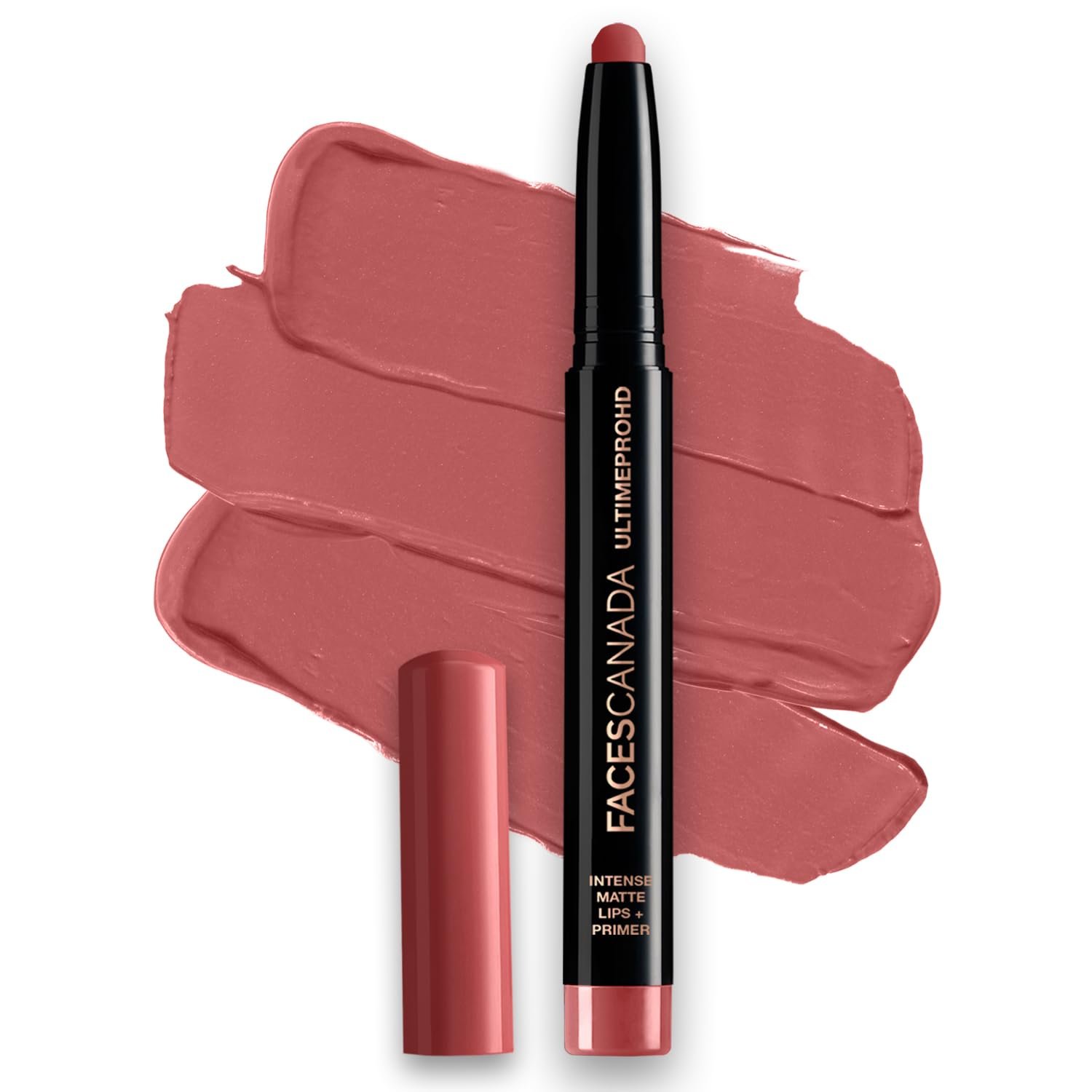 FACES CANADA Ultime Pro HD Matte Lipstick and Primer Tea Rose 1.4g - product photograph showing the exact Amazon India variant