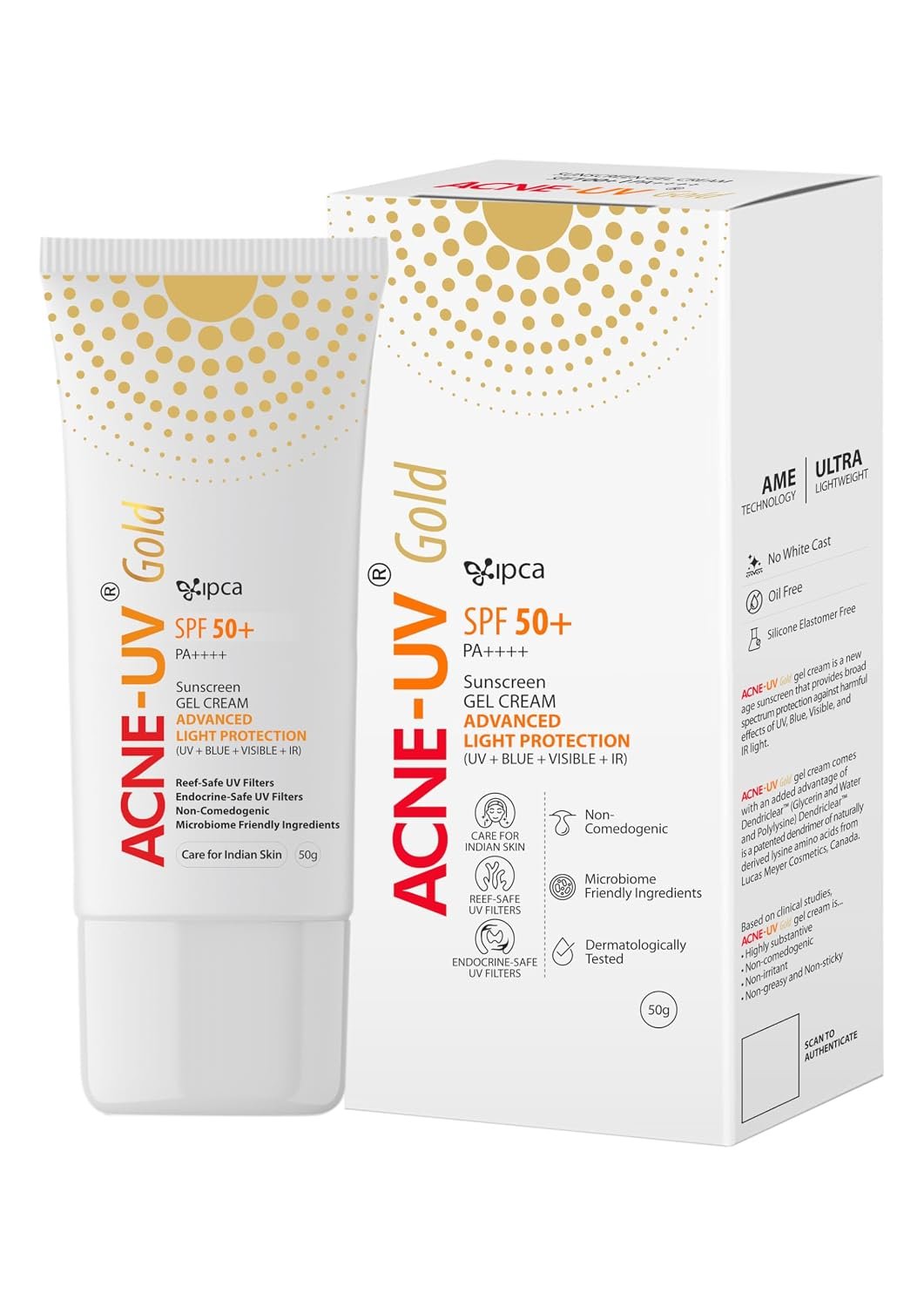 IPCA ACNE-UV GOLD SPF 50 PA++++ Sunscreen 50g product photograph