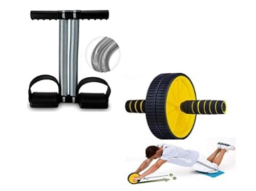 Kore Double Spring Tummy Trimmer and Ab Roller Combo - product photograph showing the exact Amazon India variant