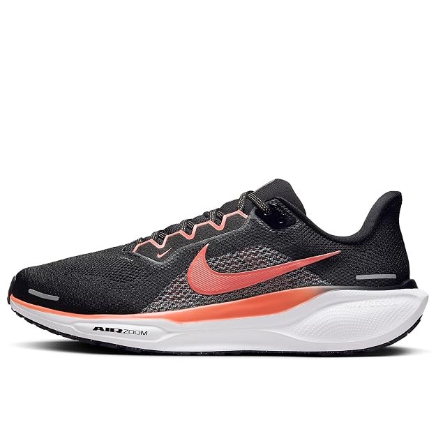 Official product photograph of Nike Air Zoom Pegasus 41 Men's Running Shoes Black Mango UK 6