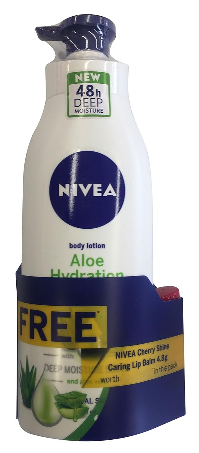 NIVEA Aloe Hydration Body Lotion 400ml with Cherry Shine Lip Balm 4.8g Combo — product photo showing the listed model or variant