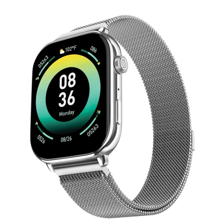 Official product photograph of Noise ColorFit Pulse 4 Max Smartwatch Silver Link
