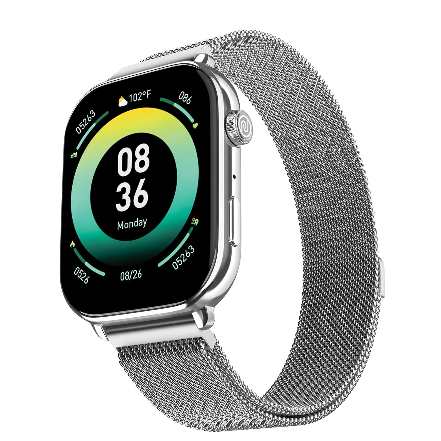 Official product photograph of Noise ColorFit Pulse 4 Max Smartwatch Silver Link