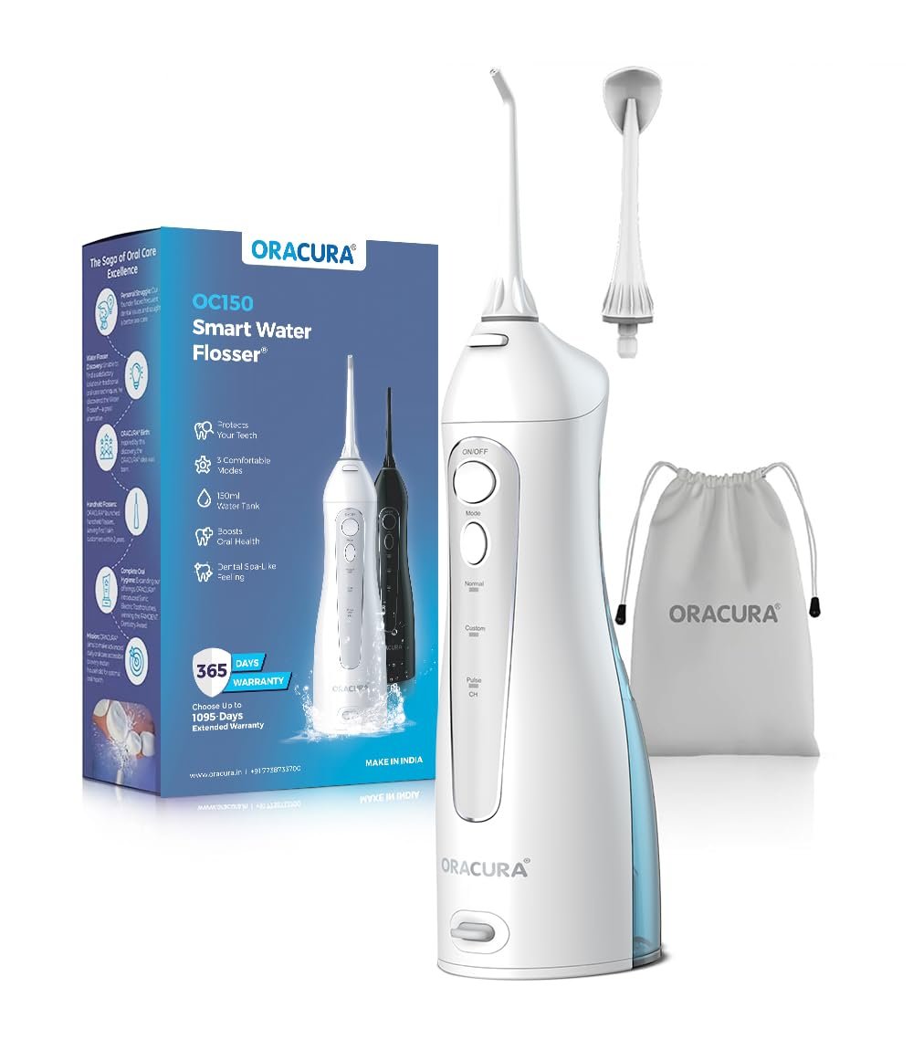 ORACURA OC150 Lite Smart Rechargeable Water Flosser - product photograph showing the exact Amazon India variant