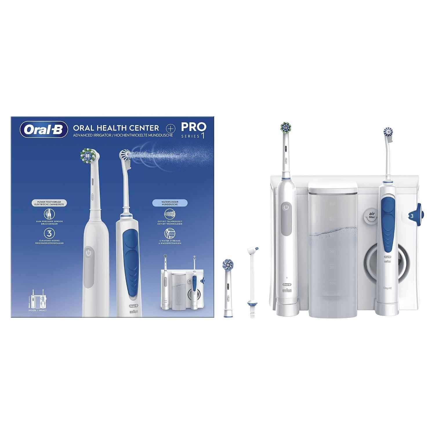 Oral-B Oral Health Center Water Flosser and Electric Toothbrush Combo — product photo showing the listed model or variant
