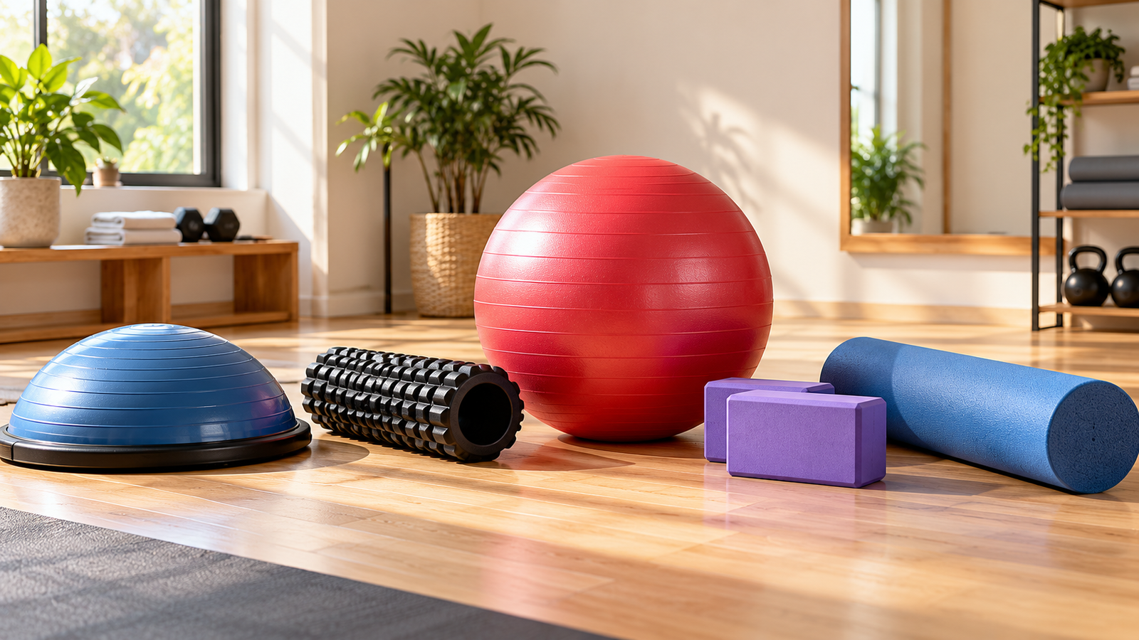Five unbranded fitness product representations for balance trainer