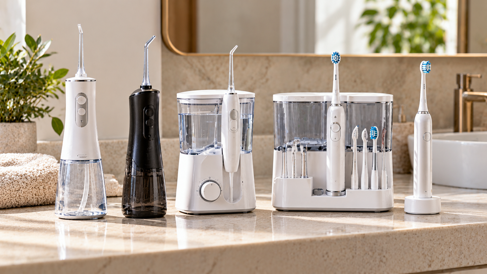 Five unbranded wellness product representations for waterpik ion