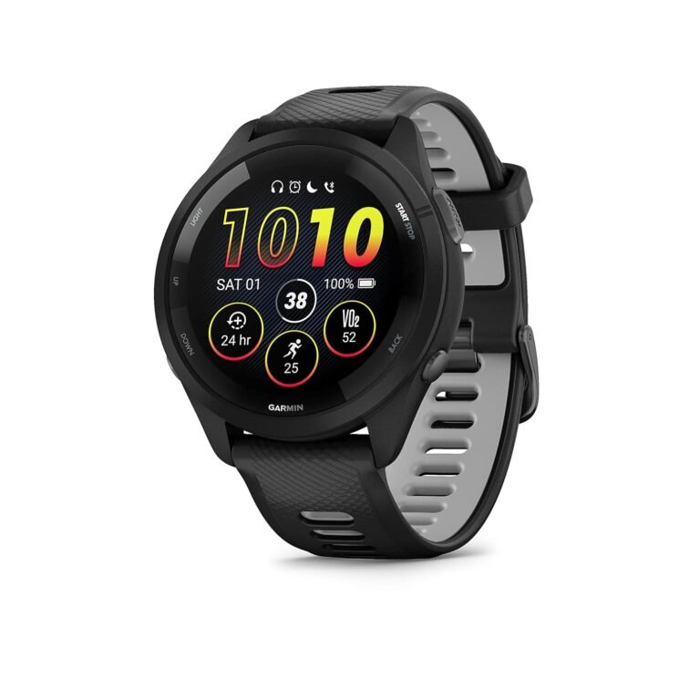 Garmin Forerunner 265 Music 46mm Black Powder Gray product packaging or device