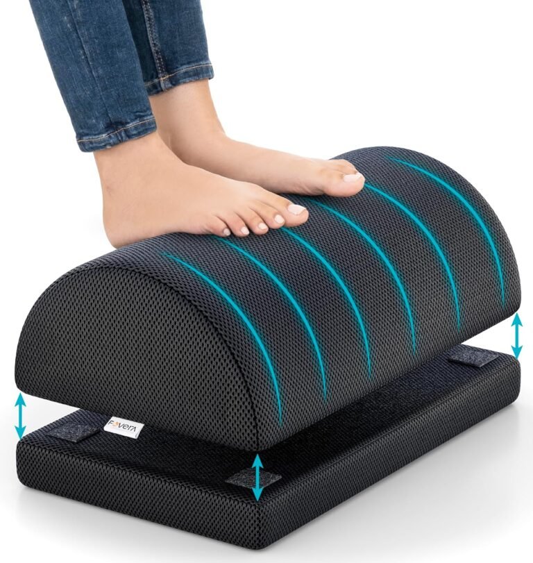 FOVERA Adjustable Memory Foam Foot Rest 4 and 6 Inch product packaging or device