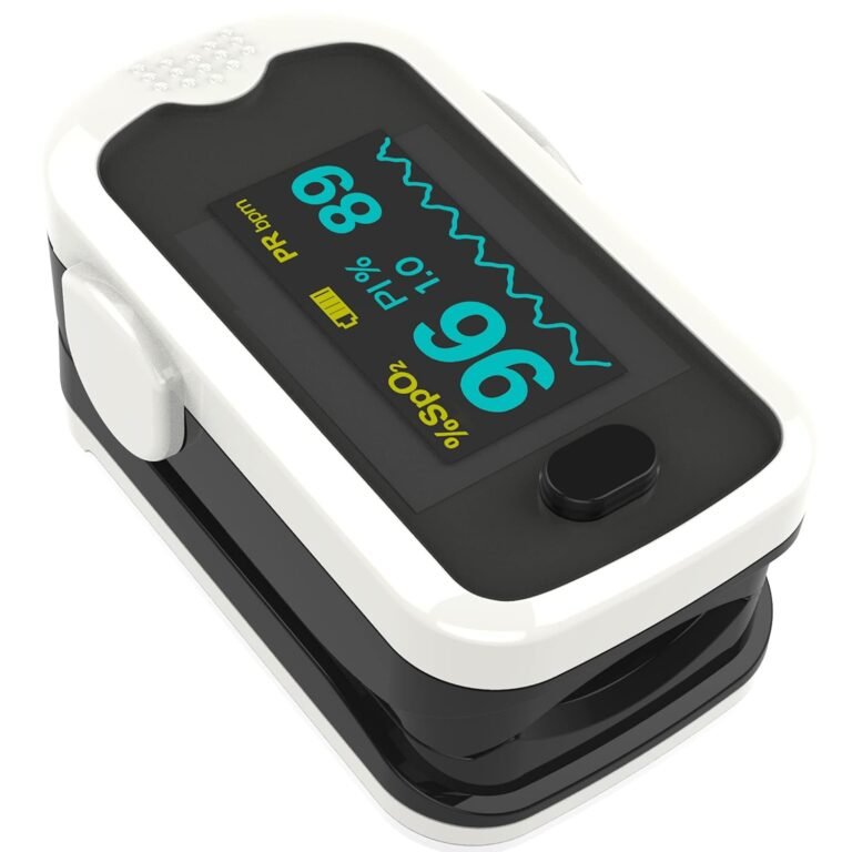 Dr Trust USA Finger Pulse Oximeter 217 White product packaging or device