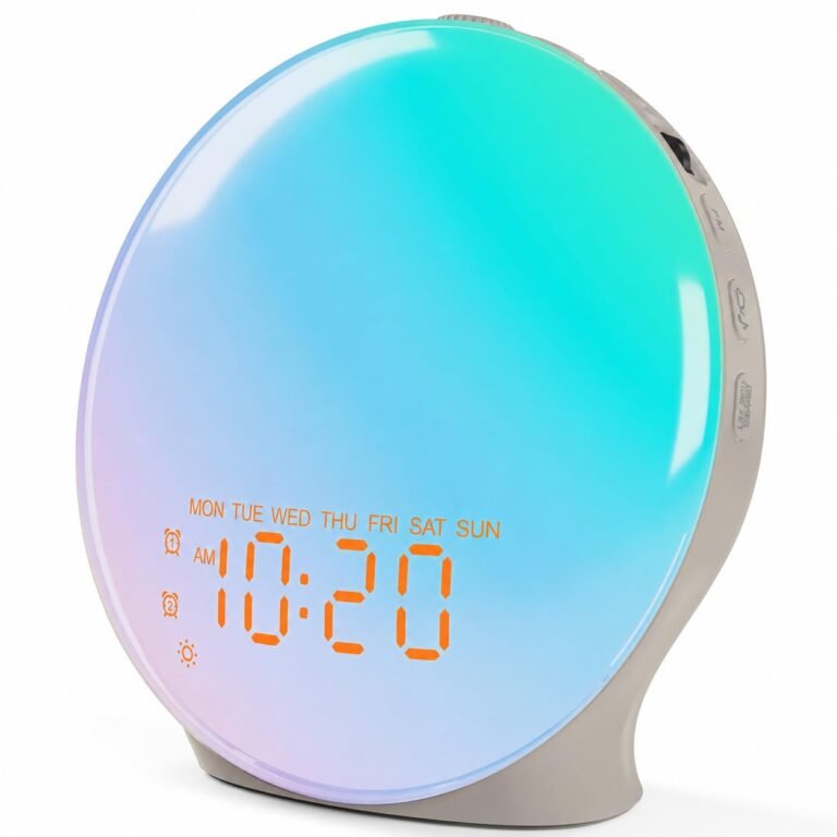 JALL Full Screen Sunrise Alarm Clock with Adjustable Dimmer product packaging or device