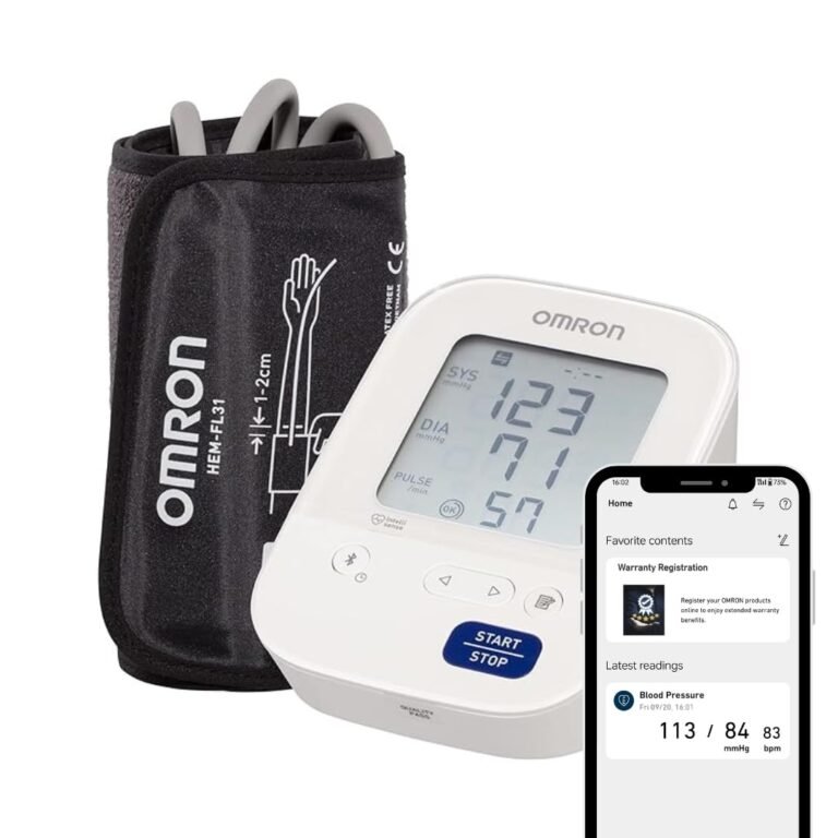 Omron HEM 7156 T Digital Blood Pressure Monitor product packaging or device photograph