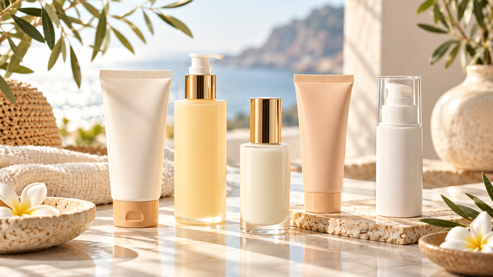 Five unbranded SPF 50 face sunscreens displayed for a Physical Glow Top 5 buying guide