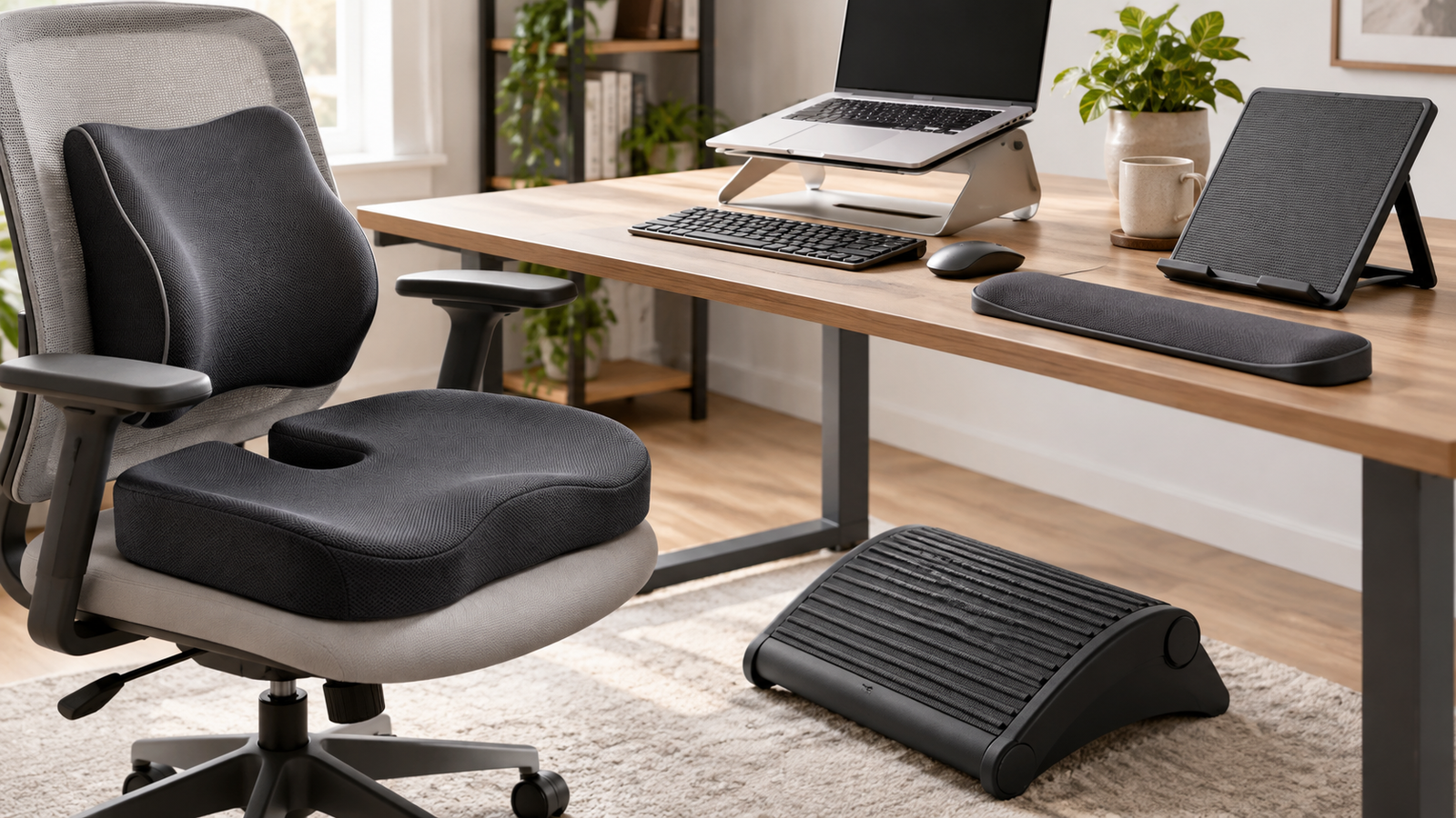 Five unbranded ergonomic cushions and supports displayed for a Physical Glow Top 5 buying guide